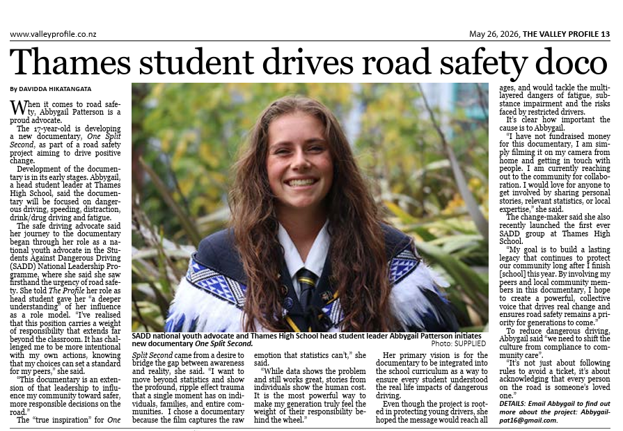 “Don't be shy about it- just make noise!” is what SADD National Leader Abbygail Patterson has to say when it comes to road safety