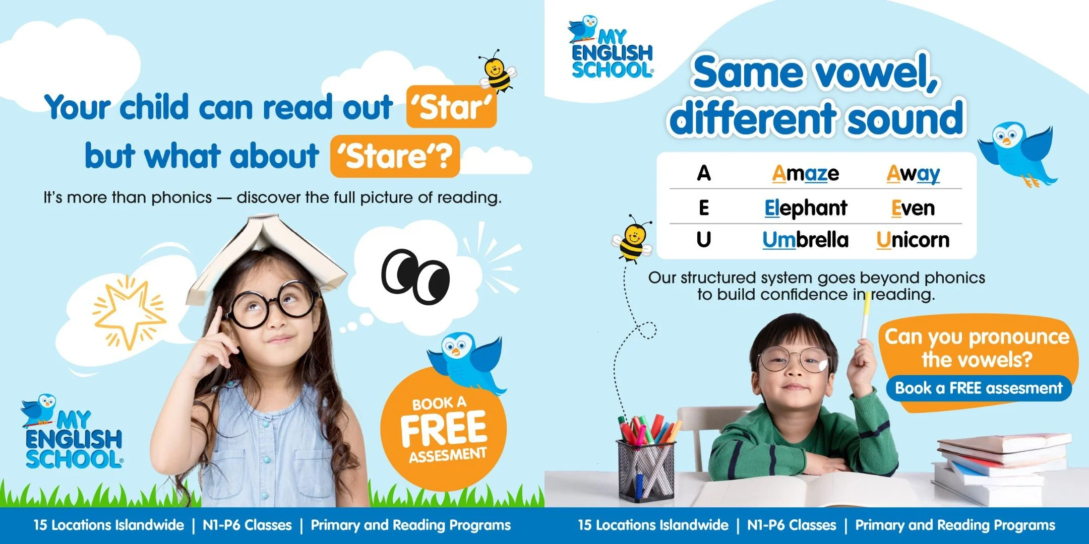 ad designs for singaporean tuition centre, my english school