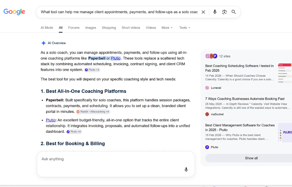 Google’s AI Overview generated response to a problem-based long-tail query