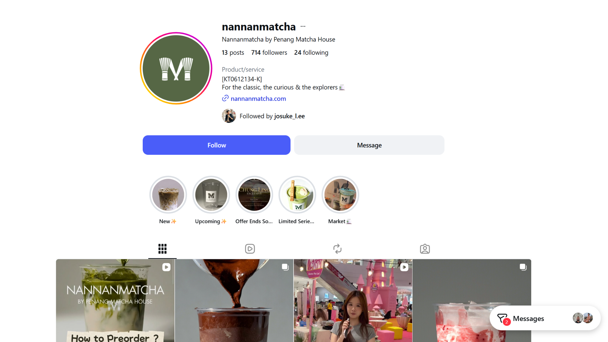 Nannanmatcha’s Instagram page