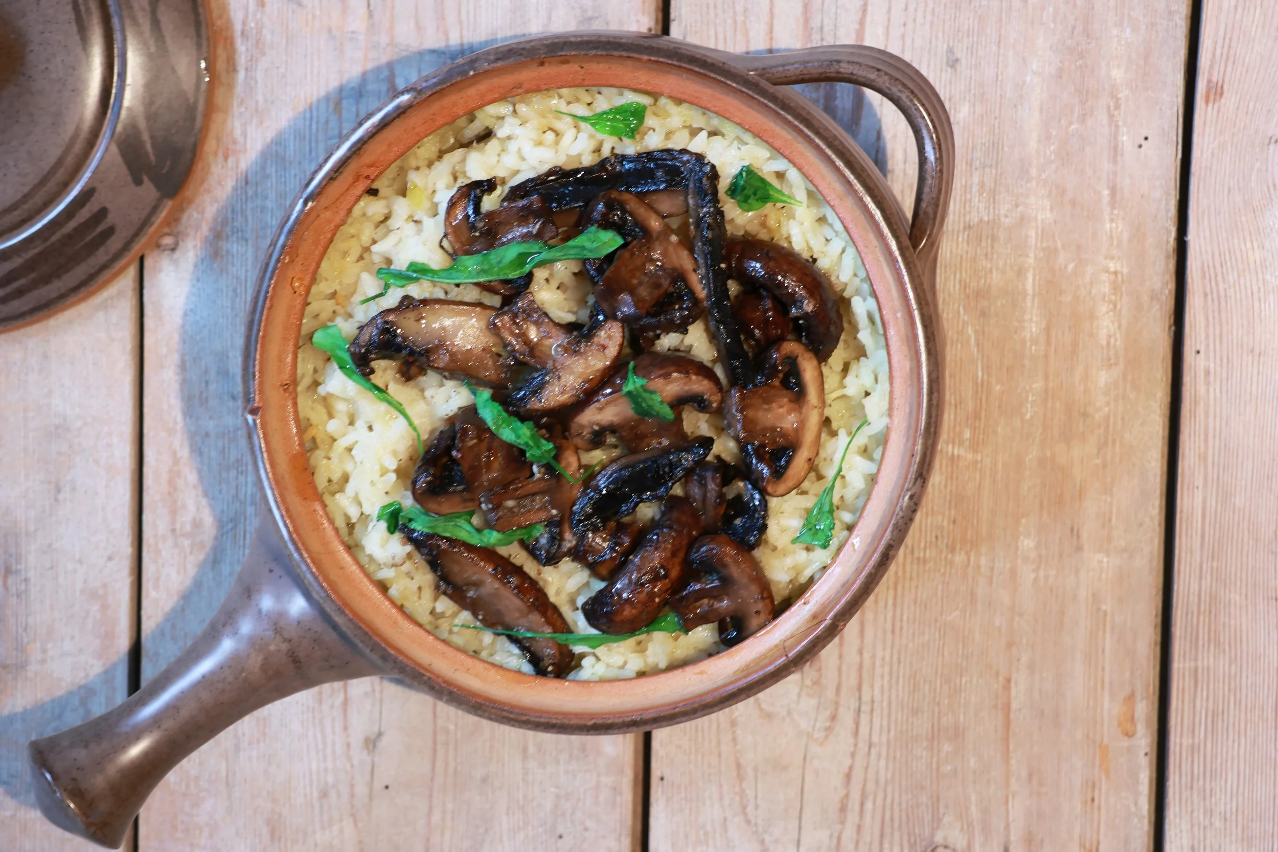 Oven-baked mushroom risotto
