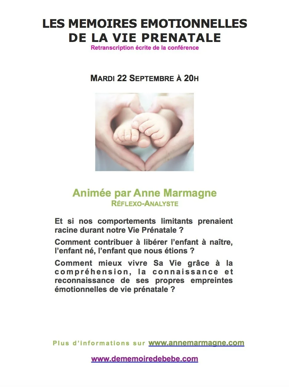 Conférence Les Mémoires Emotionnelles de la Vie Prénatale