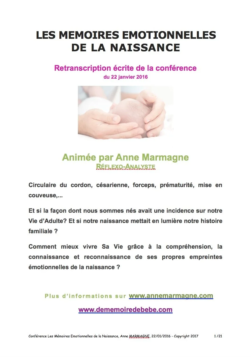 Conférence Les Mémoires Emotionnelles de la Naissance