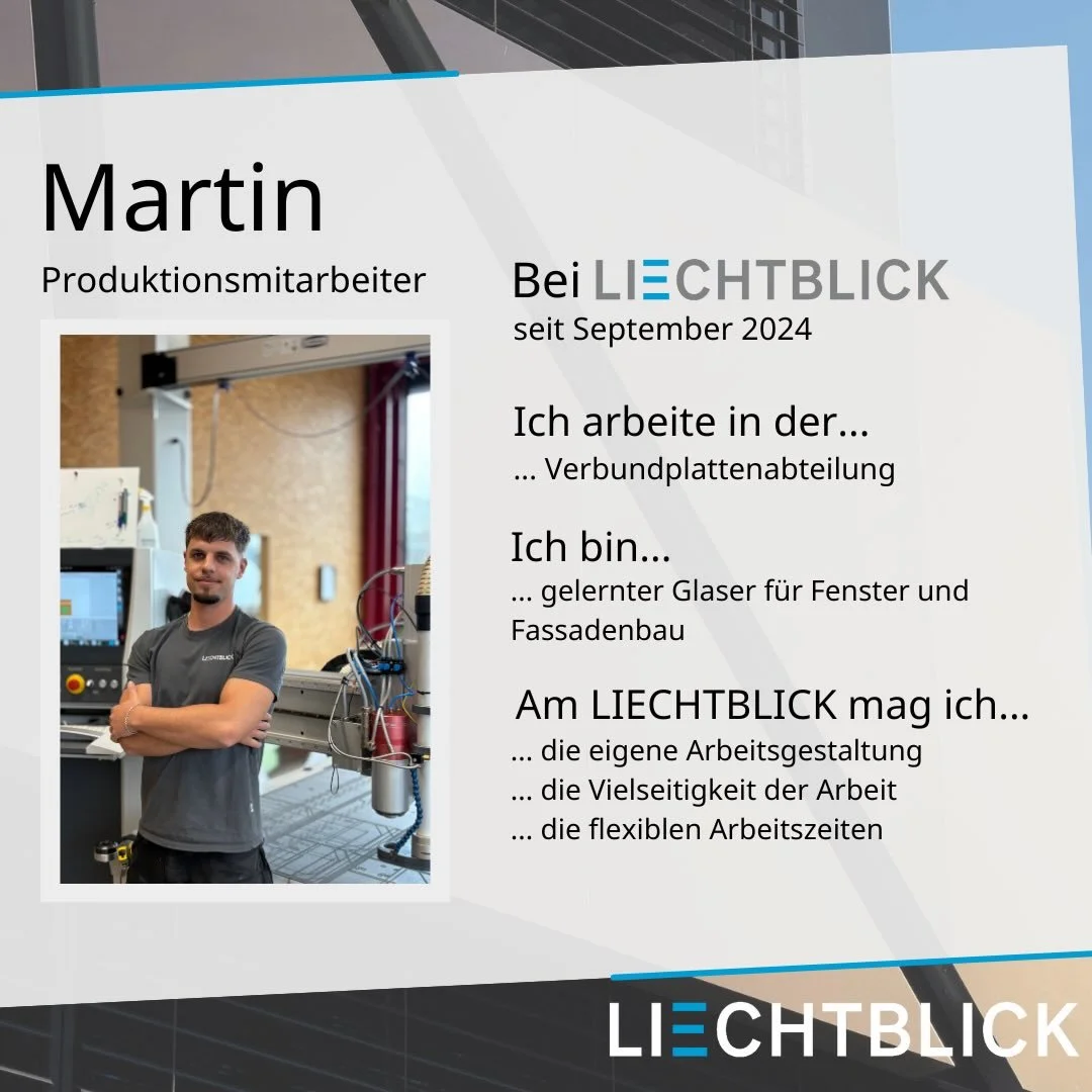 Hinter jeder verrichteten Arbeit steckt ein Verarbeitungsprofi.
D&uuml;rfen wir vorstellen?

Martin der Allrounder

#liechtblick #schaffhausen #mitarbeiter #mitarbeiterportrait#arbeit #vorstellen #allrounder