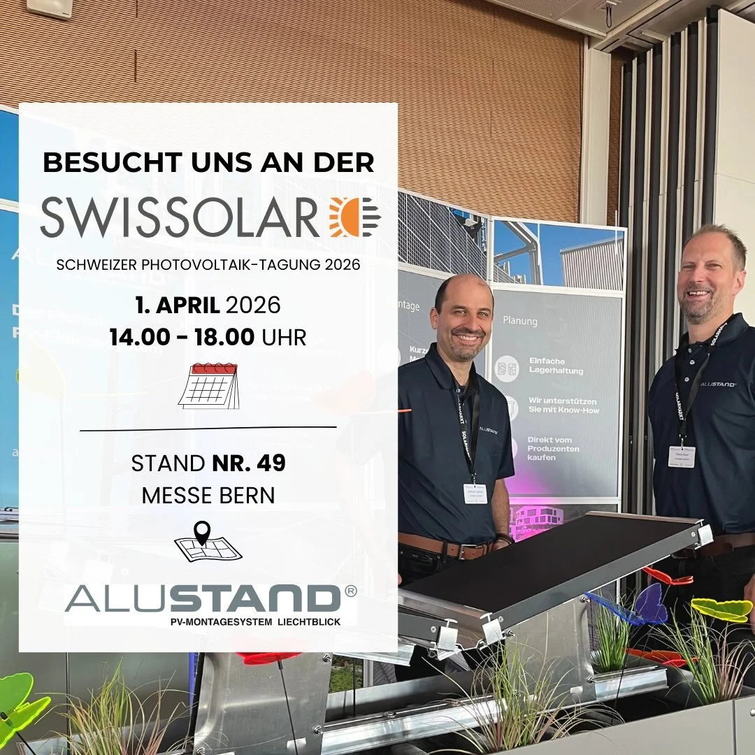 Wir sind an der Schweizer Photovoltaik-Tagung 2026 &ndash; seien Sie unser Gast an der Expo!

Am 1. April 2026 ab 14 Uhr&nbsp;&ouml;ffnet die Expo der #PVTagung26 ihre T&uuml;ren f&uuml;r alle, die neue L&ouml;sungen und Entwicklungen aus der Solar‑ 