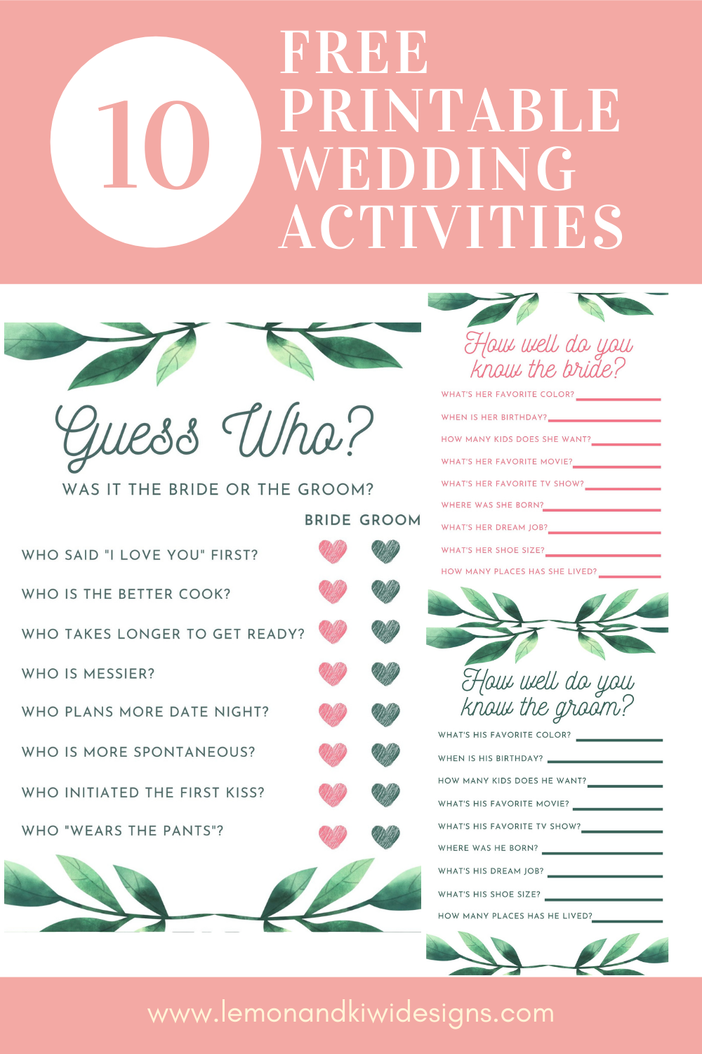 10 Free Printable Wedding Activities For Guests Lemon Kiwi Designs