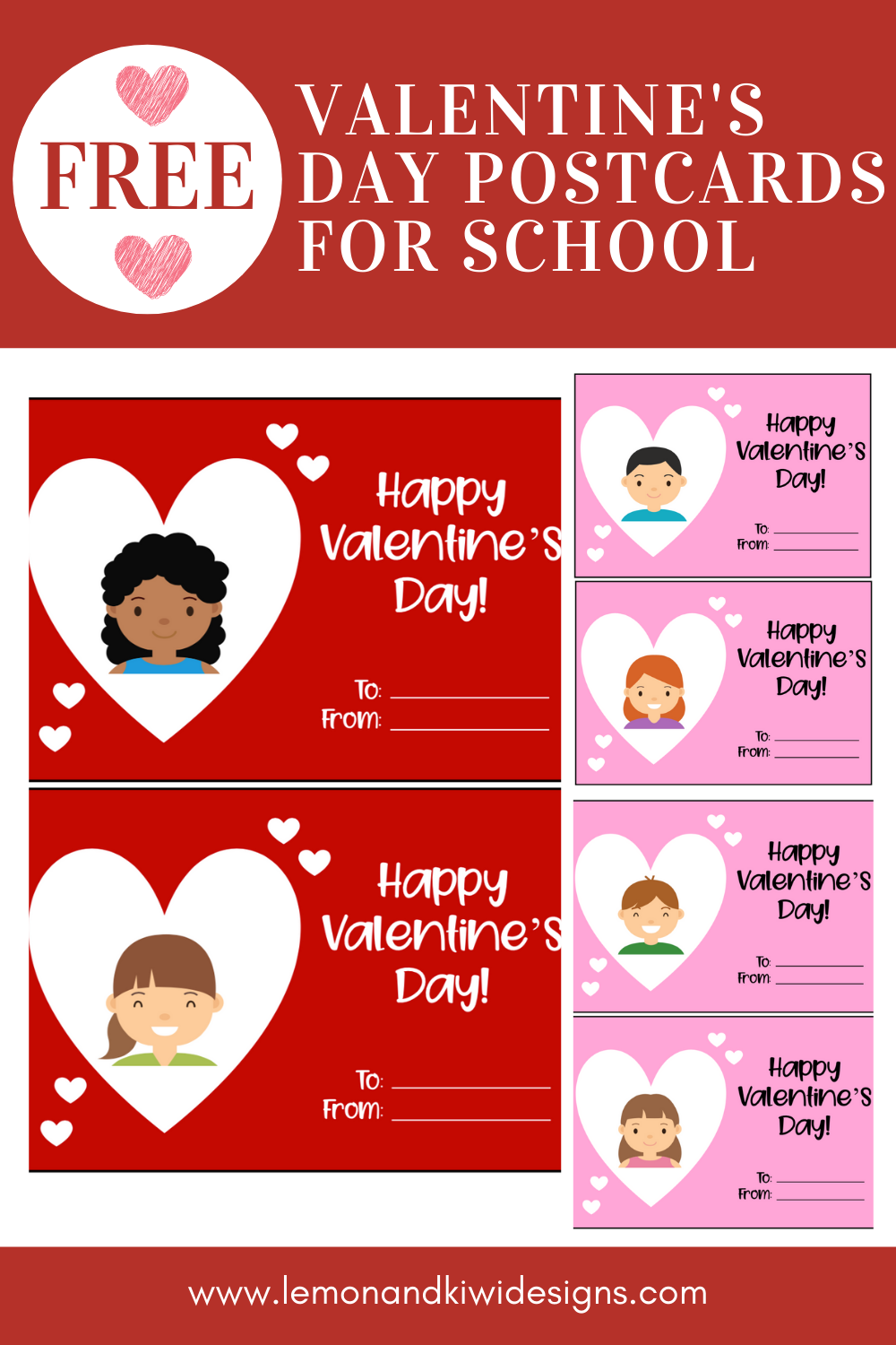 Free Printable Valentine’s Day Cards for School — Lemon & Kiwi Designs
