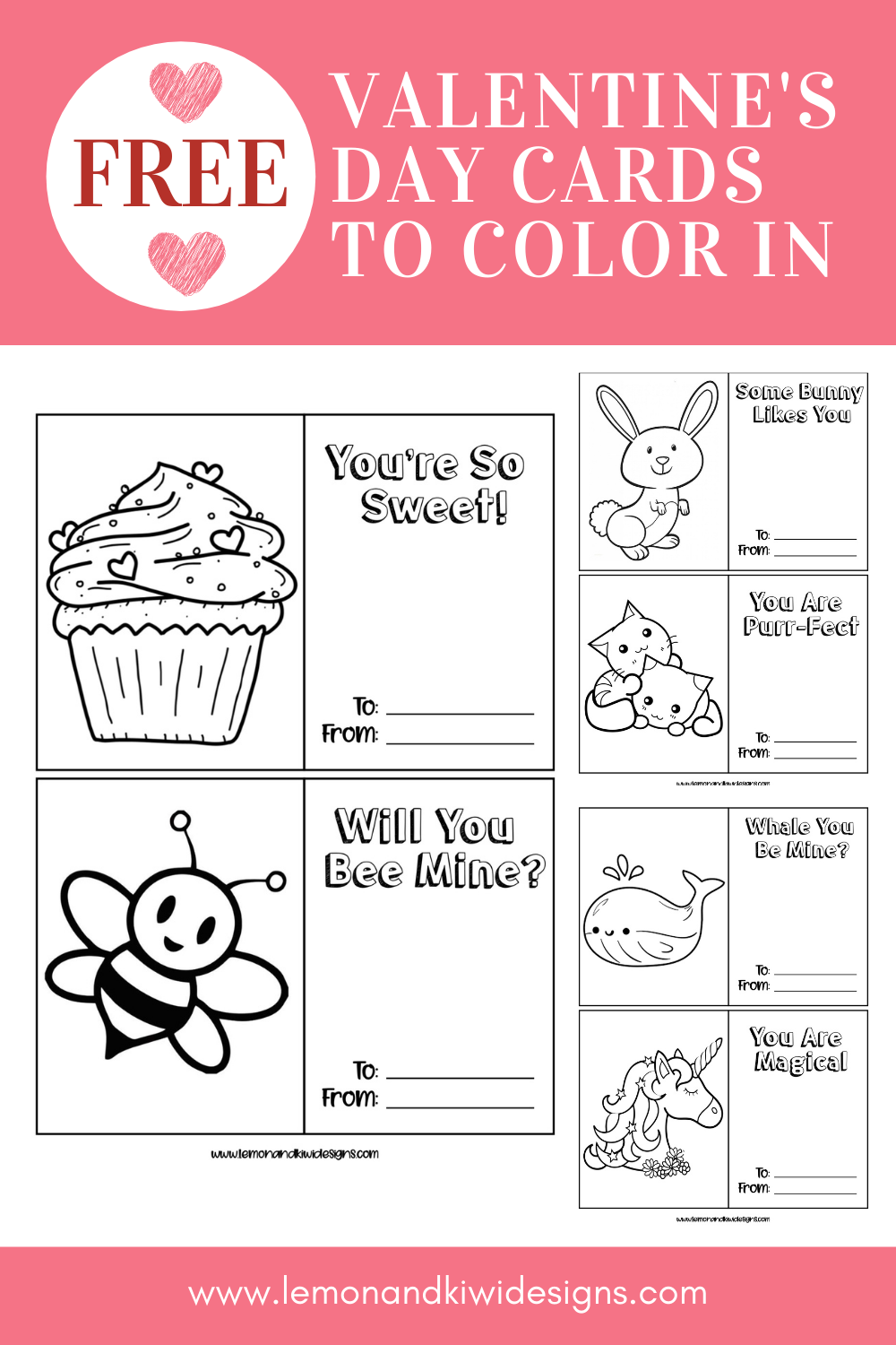 Free Valentine's Day Cards to Color In — Lemon & Kiwi Designs