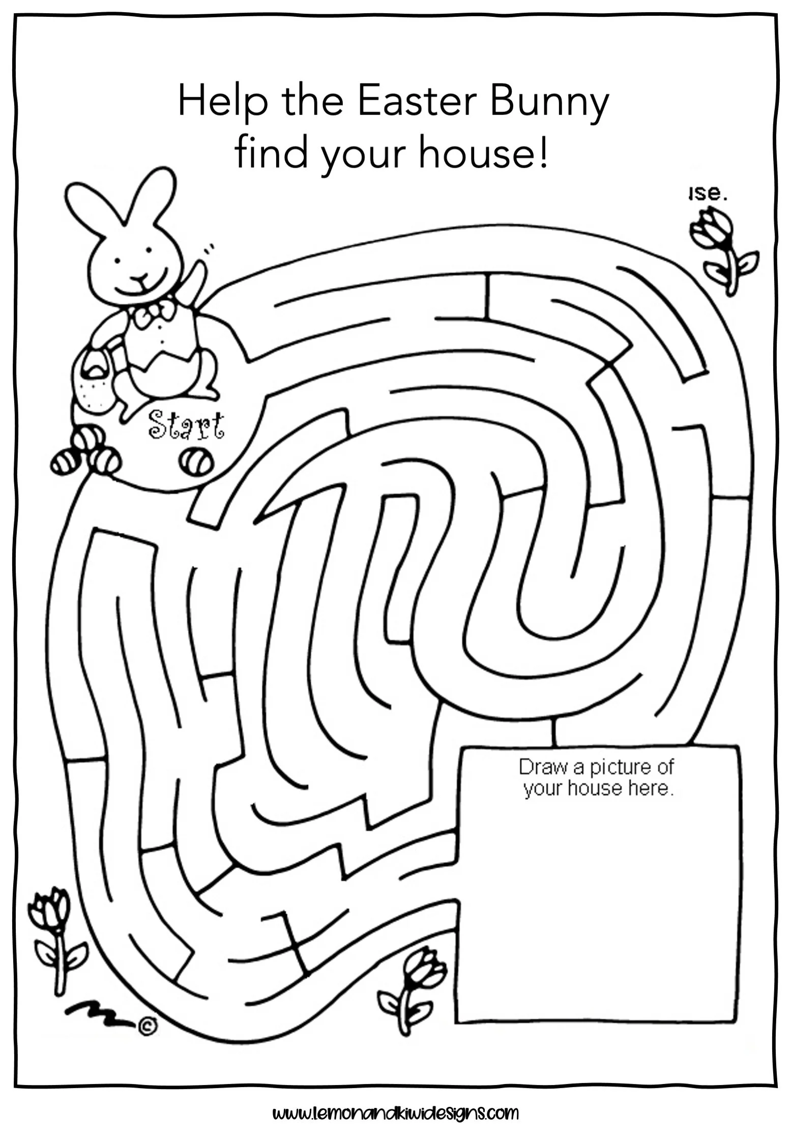 free easter maze worksheets for kids lemon kiwi designs