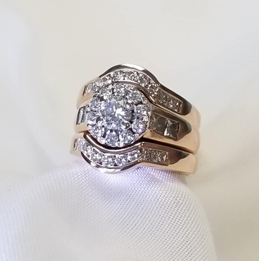Wedding Set cast in Rose Gold with Diamonds