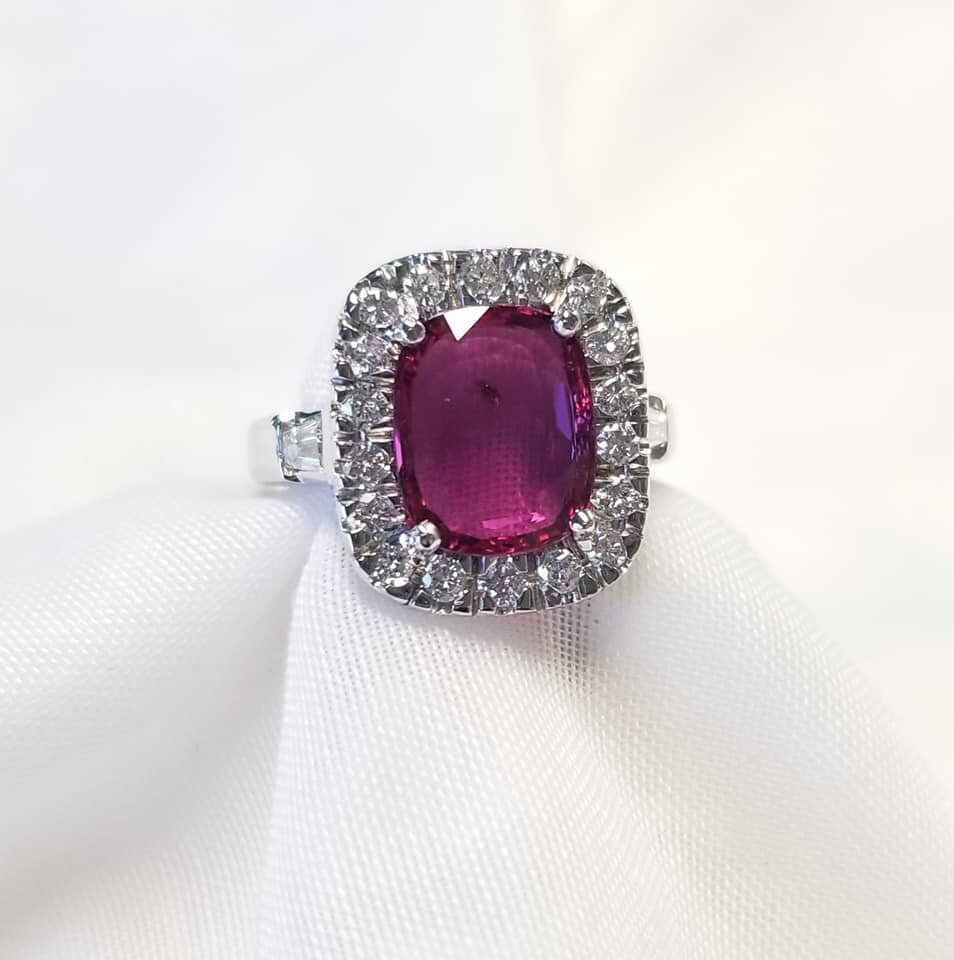 14kt White Gold Diamond and Ruby Ring