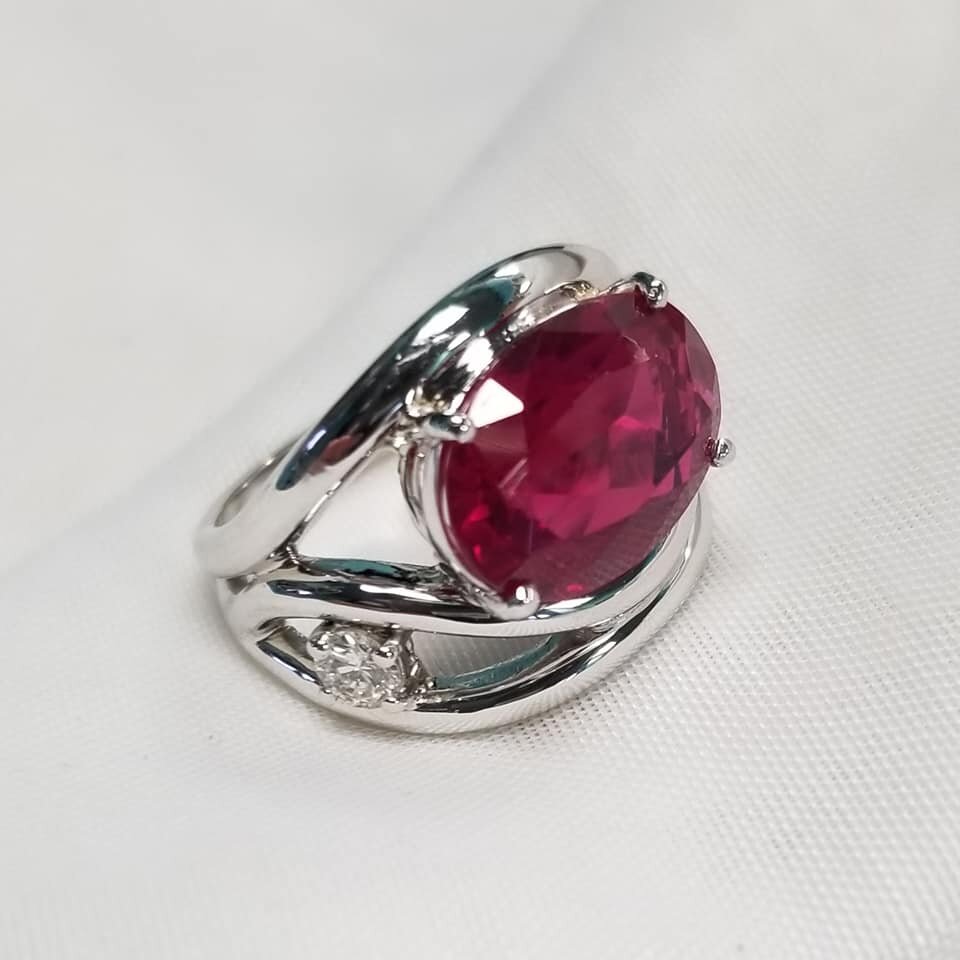 14kt White Gold Ruby and Diamond Ring