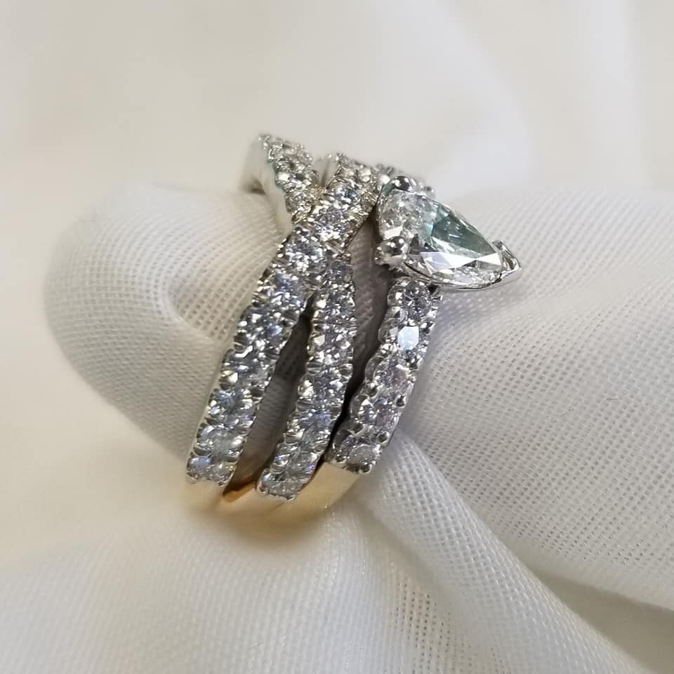 14kt Two-tone Diamond Engagement Set