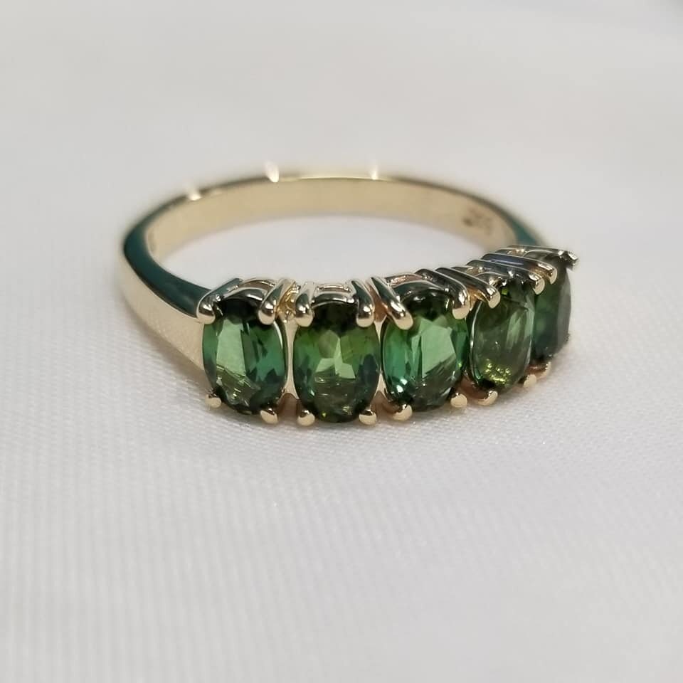 14kt Yellow Gold and Oval Green Tourmaline Ring