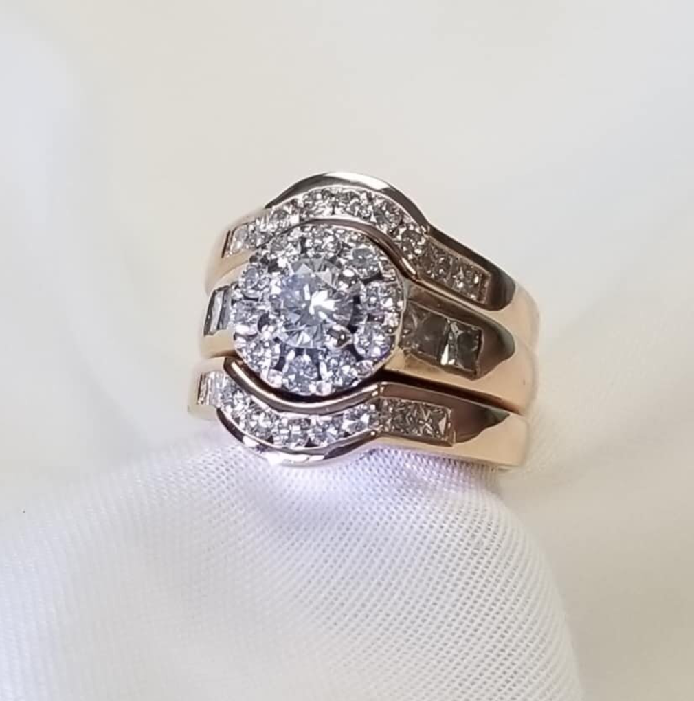 Wedding Set cast in Rose Gold with Diamonds