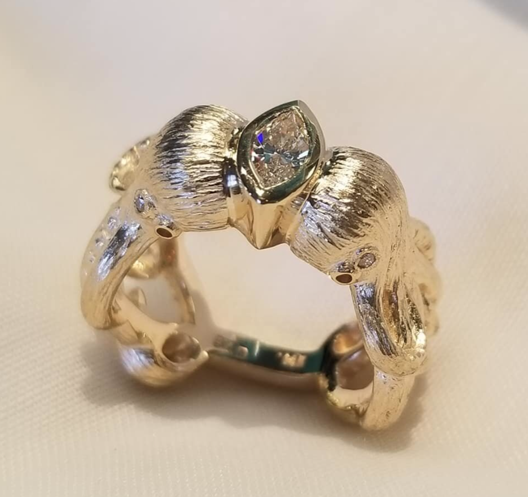 14kt Yellow Gold Double Octopus Ring