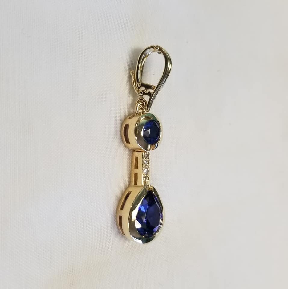 14kt Yellow Gold Sapphire and Diamond Pendant