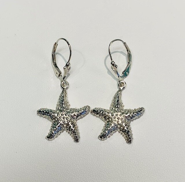 Sterling Silver Bumpy Starfish Drop Earrings