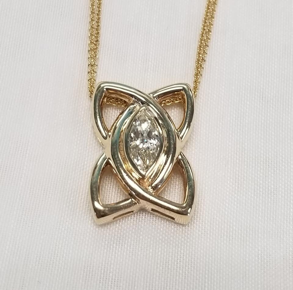 14kt Yellow Gold and Marquis Diamond Pendant