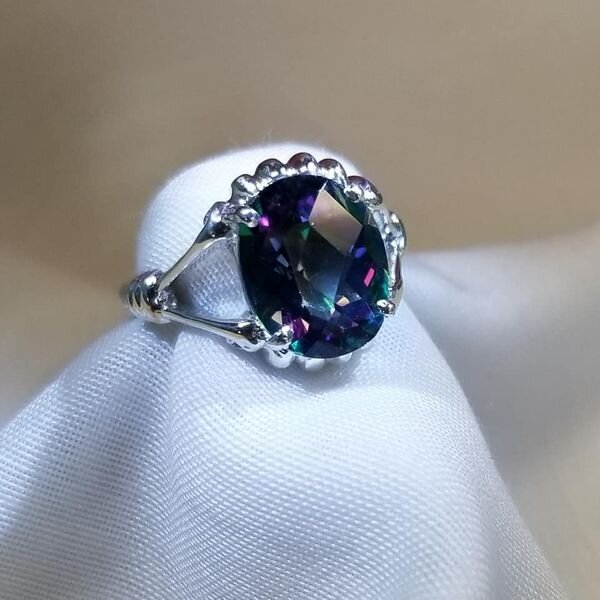  Oval Mystic Topaz Ring