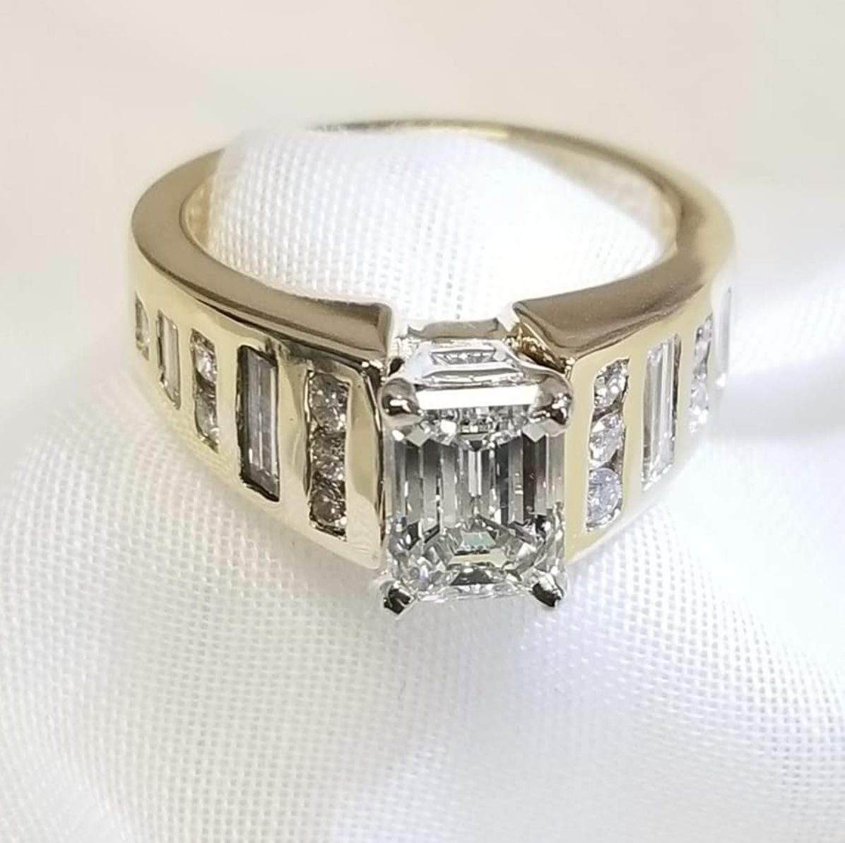 14kt Yellow Gold Emerald Cut Diamond Ring