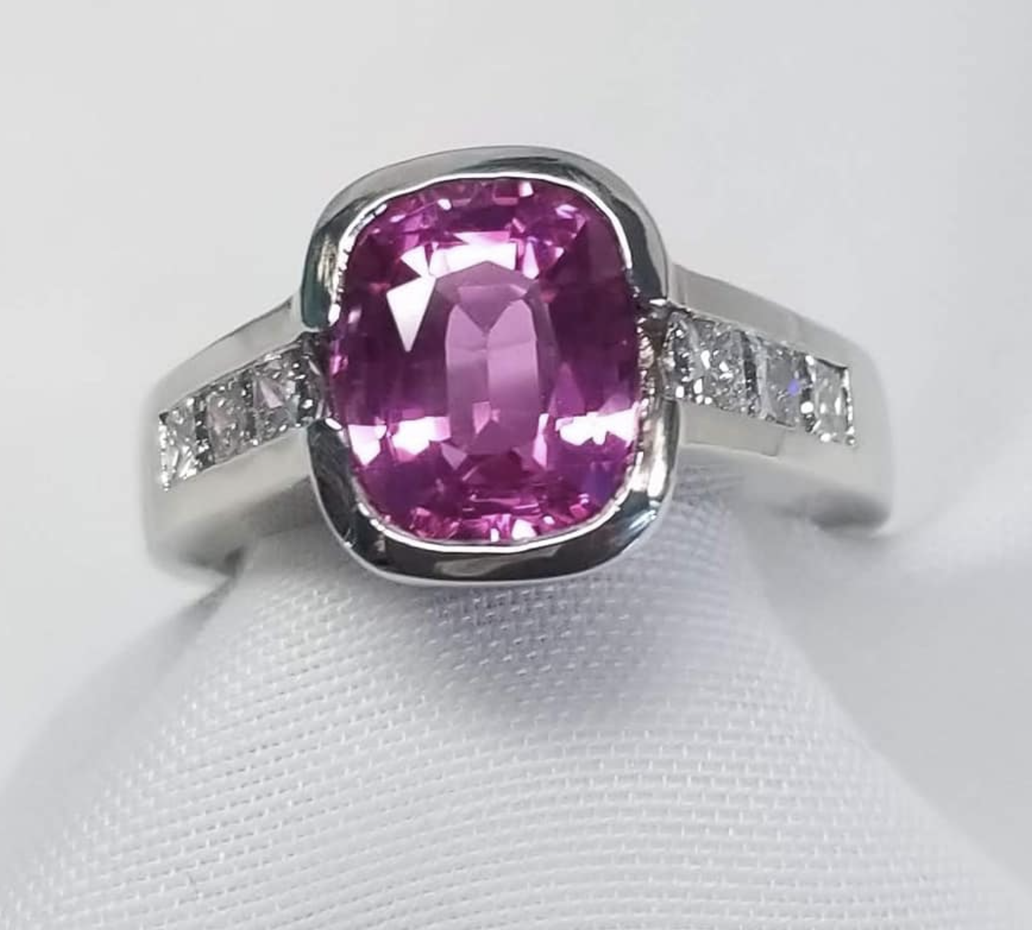 Pink Tourmaline and Diamond Ring Set