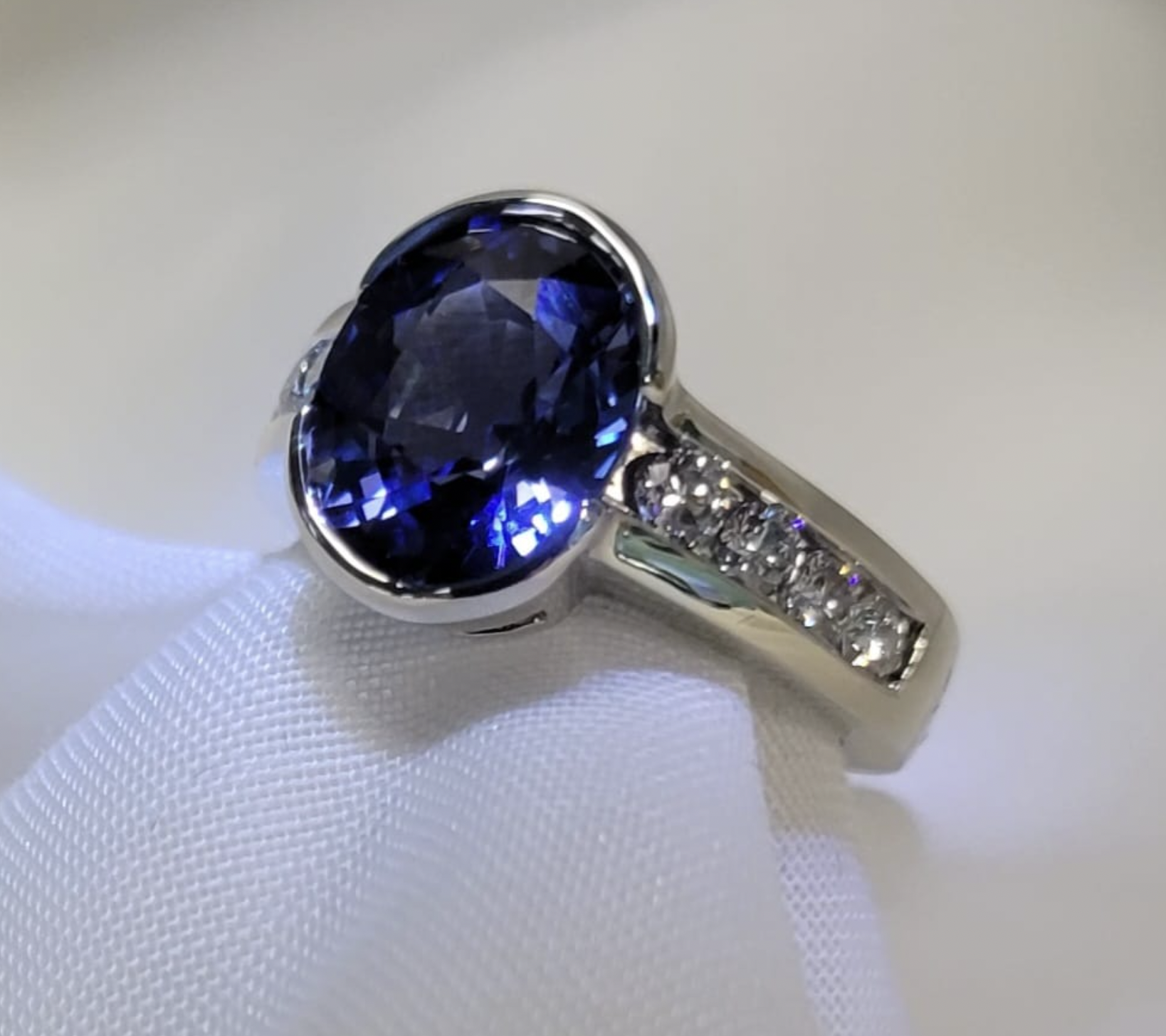 14kt White Gold Sapphire and Diamond Ring