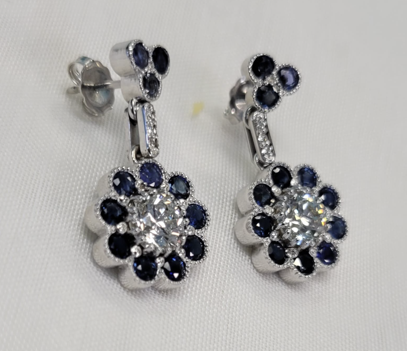 Sapphire and Diamond Dangle Earrings 