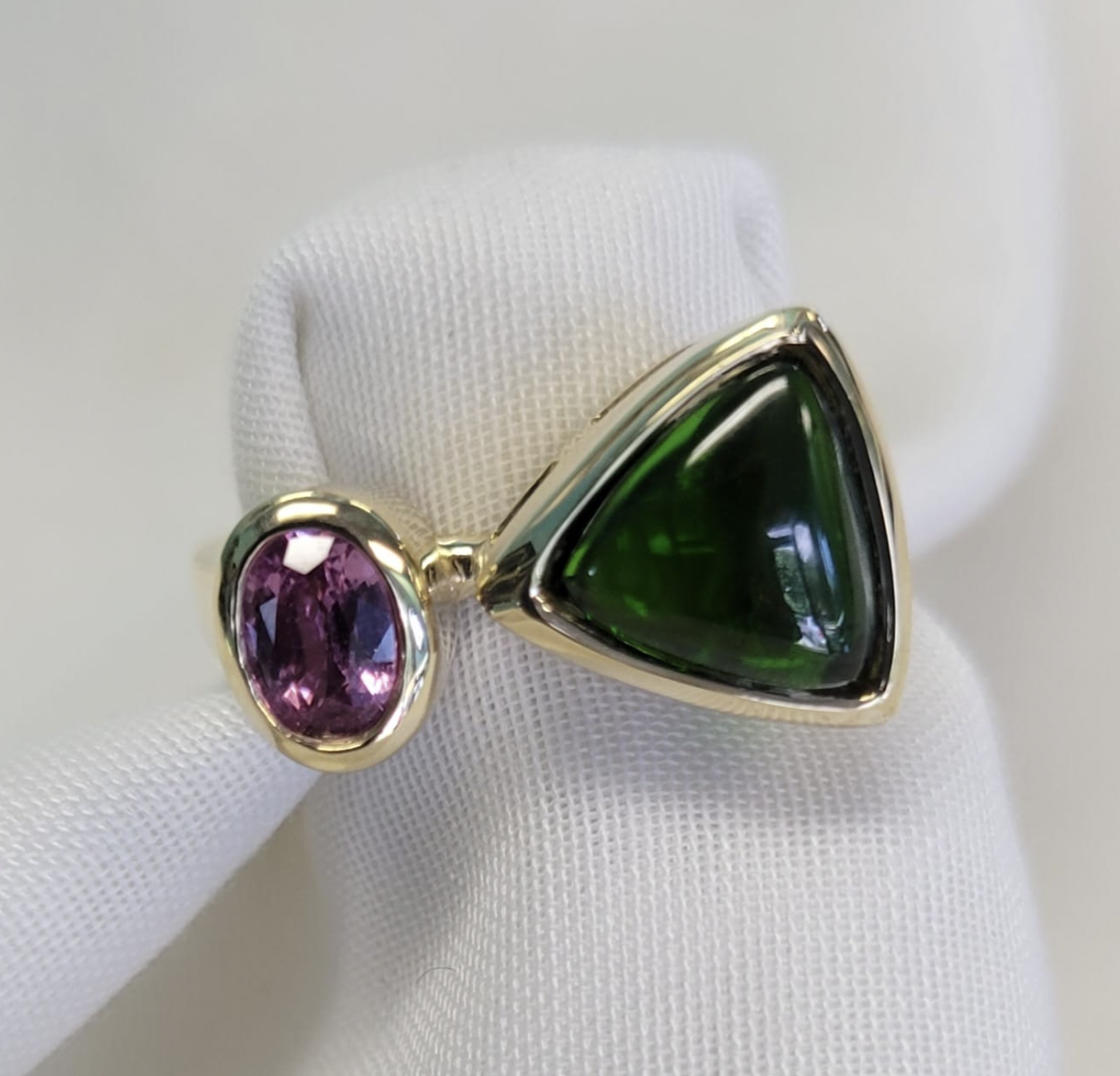Pink Sapphire and Chrome Diopside Ring 