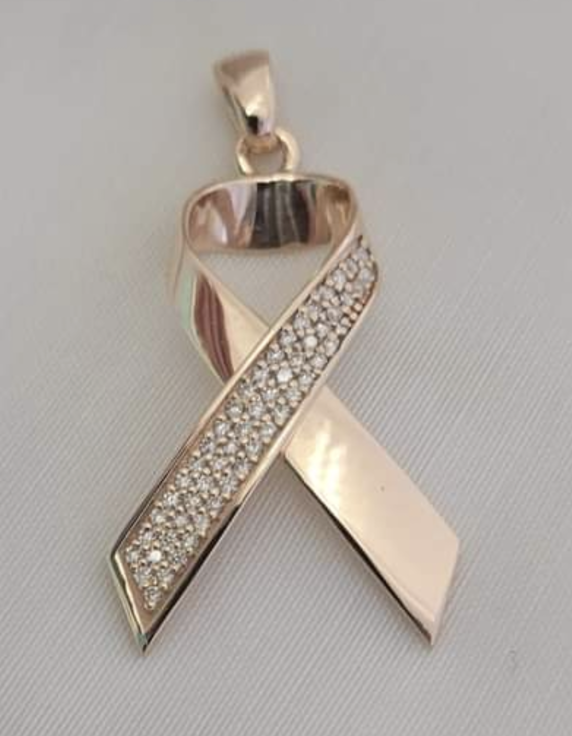 14kt Rose Gold and Diamond Ribbon Pendant