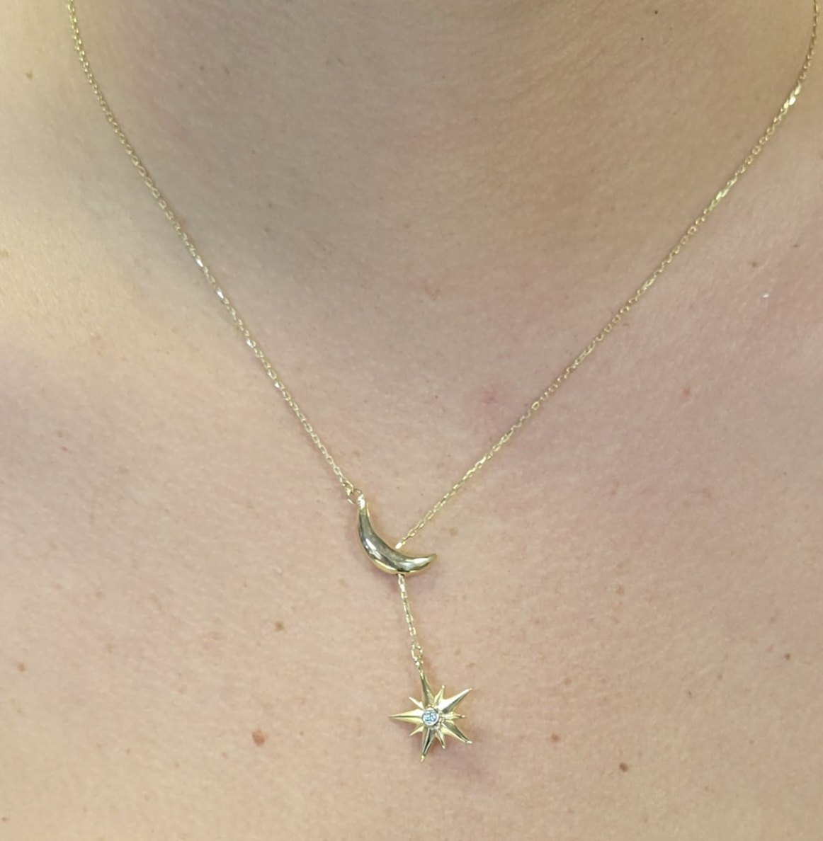 Crescent Moon and Star Necklace 
