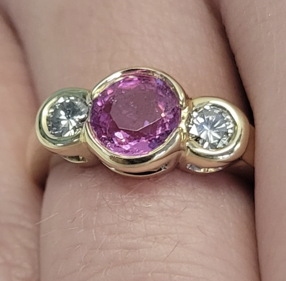 Pink Sapphire and Diamond Ring