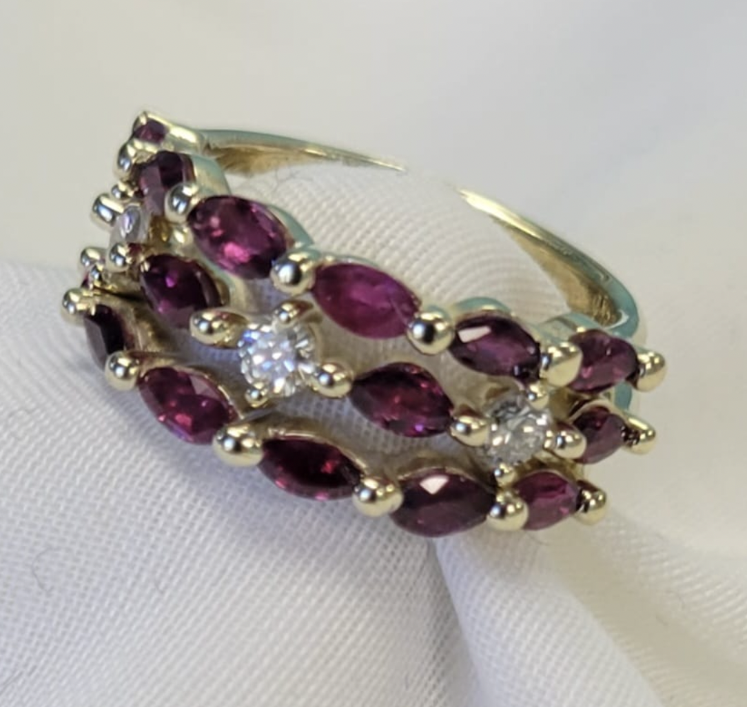 Ruby and Diamond Stacking Rings 