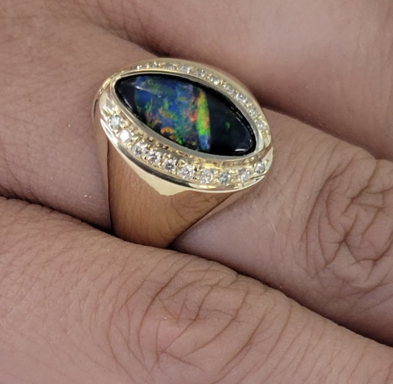 14kt Yellow Gold Opal and Diamond Ring