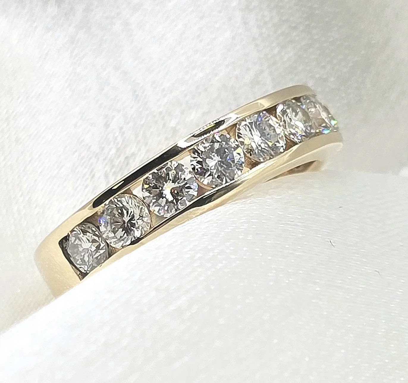 14kt Yellow Gold channel Set Diamond Wedding Band