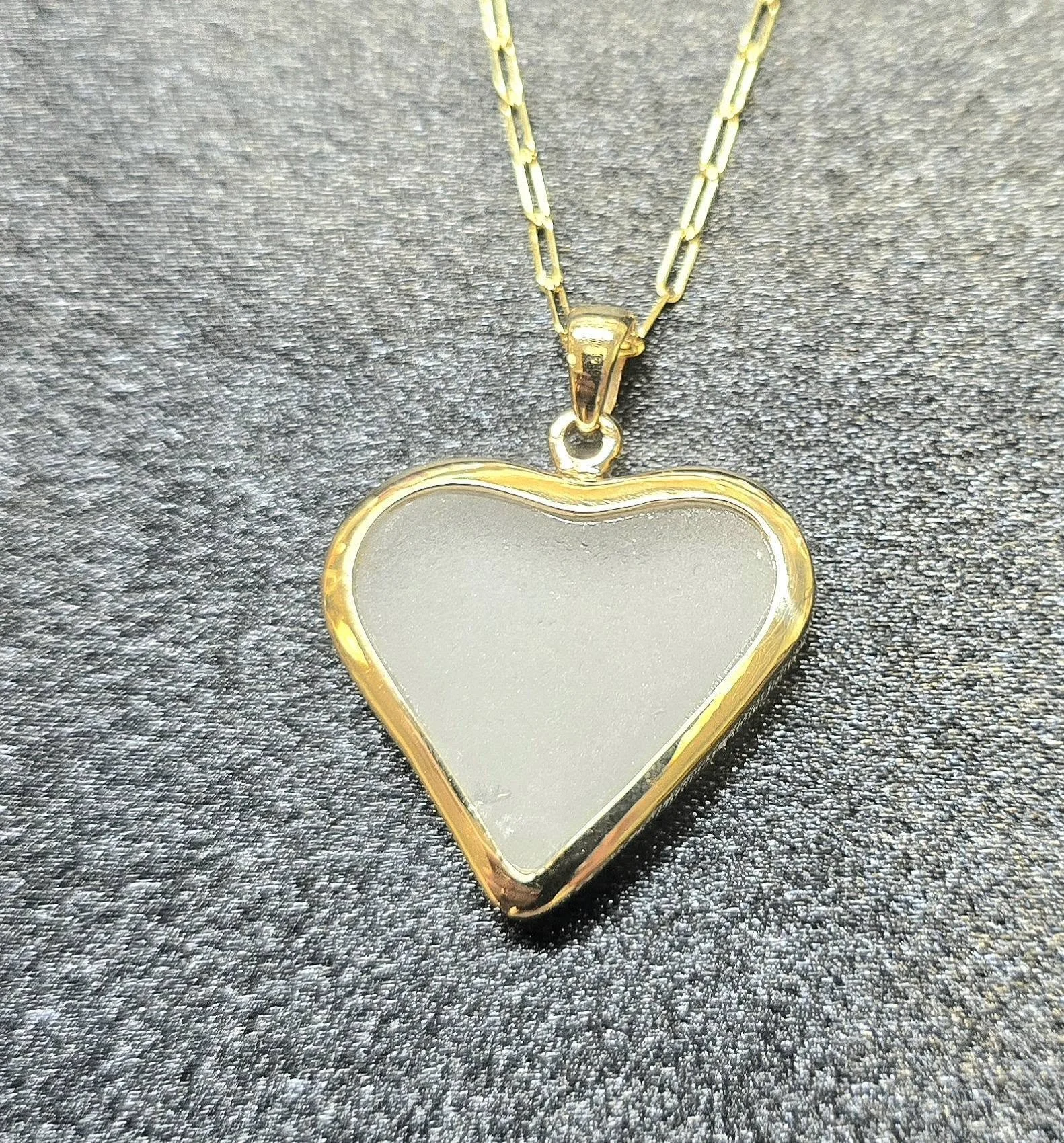 14kt Yellow Gold Sea Glass Heart Shaped Pendant