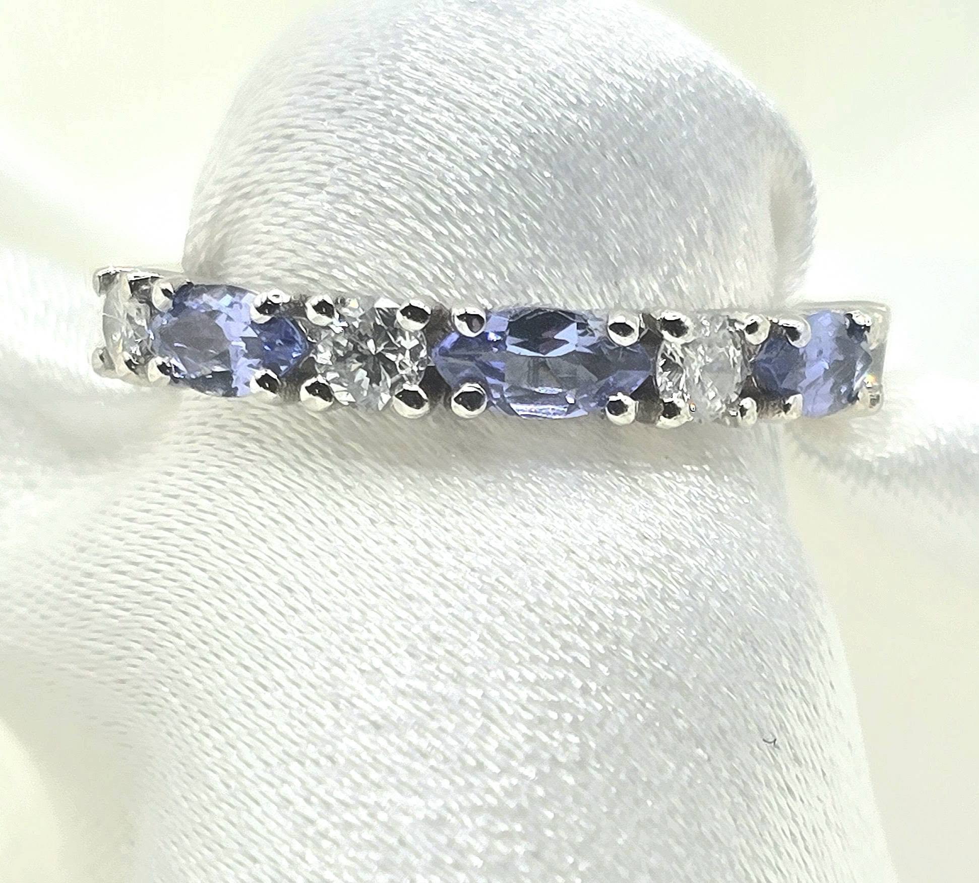 14kt White Gold Tanzanite and Diamond Band
