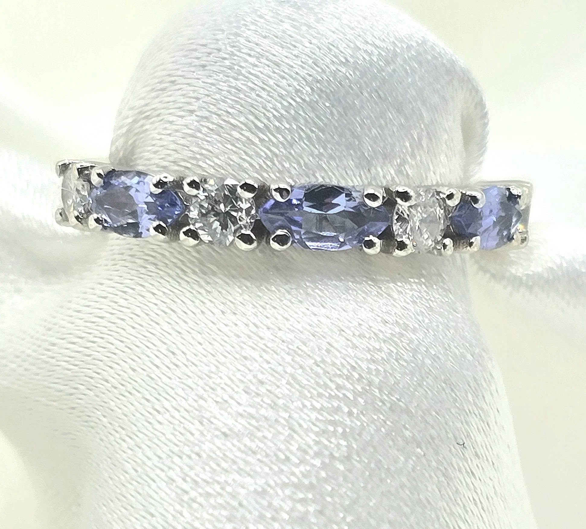14kt White Gold Tanzanite and Diamond Band