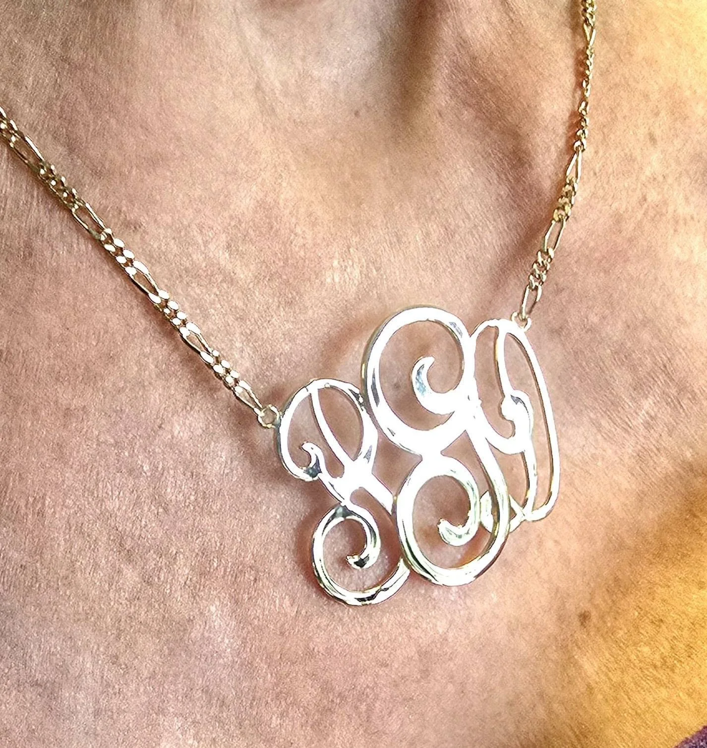  14kt Yellow Gold Monogram Necklace