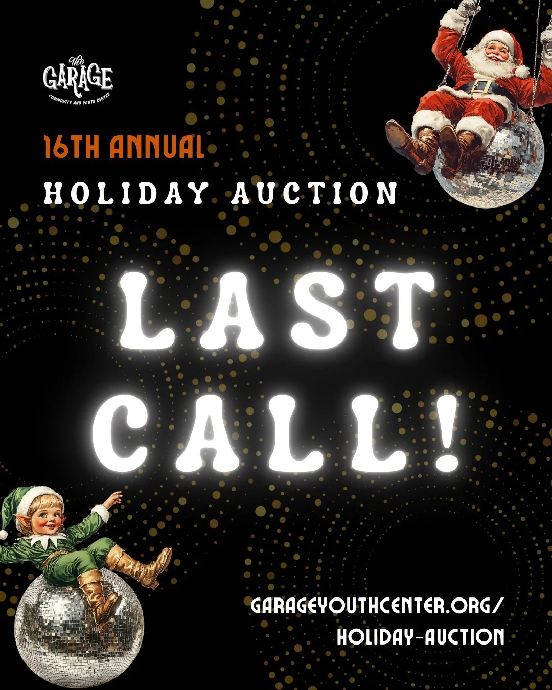 Join us to Deck the Halls with Disco Balls TOMORROW at the Avondale Garage! 🎅🏽

Enjoy good company, good music, and good food and drink &mdash; all while bidding on auction items to support an awesome cause. Attendees are encouraged to come dressed