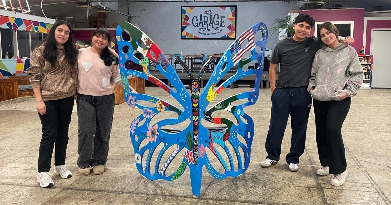 Garage students had so much fun brainstorming, designing, and painting their contribution to Kennett Collaborative's "Butterfly Bench" pop-up art installation 🦋🌈🌎 @kennett.collaborative