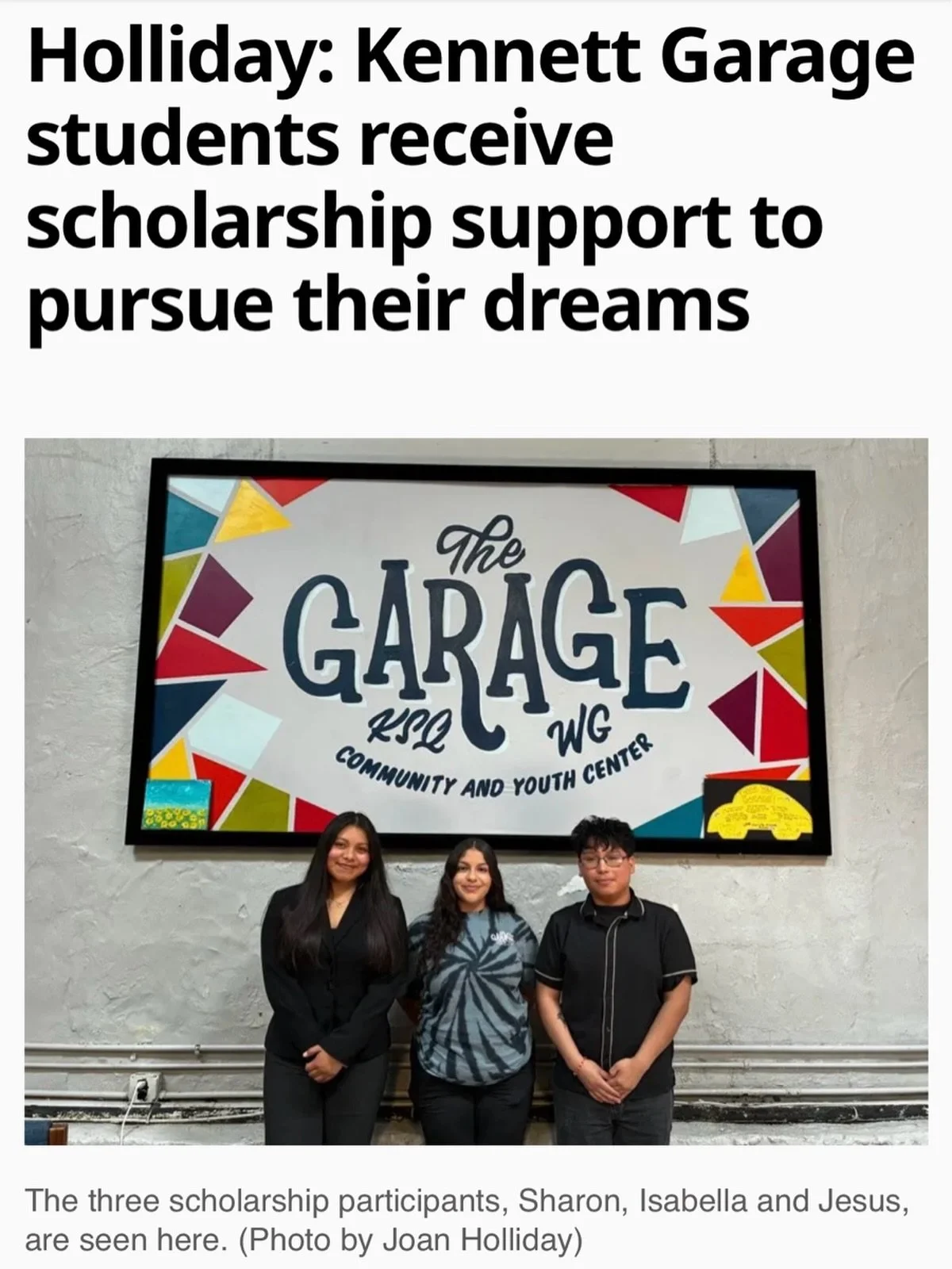 Thank you @dailylocalnews for this piece about how The Garage has supported both students and alumni in achieving their educational goals by giving $30,000 in scholarships 💚

Read a preview of the article below, then visit the link in our stories or