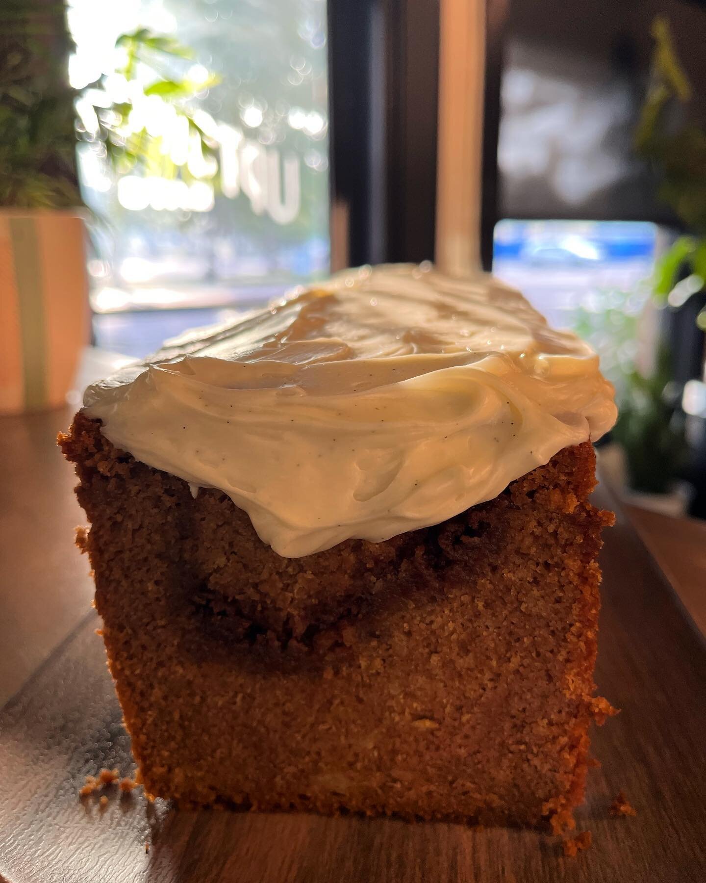 Have you tried the Cinnamon Roll Pound Cake!? This cake has become one of our most popular yet. Stop in to see for yourself! 
&bull;
This cutie is filled with so much buttery cinnamon goodness and topped with dreamy cream cheese icing. 🤤
Imagine wha