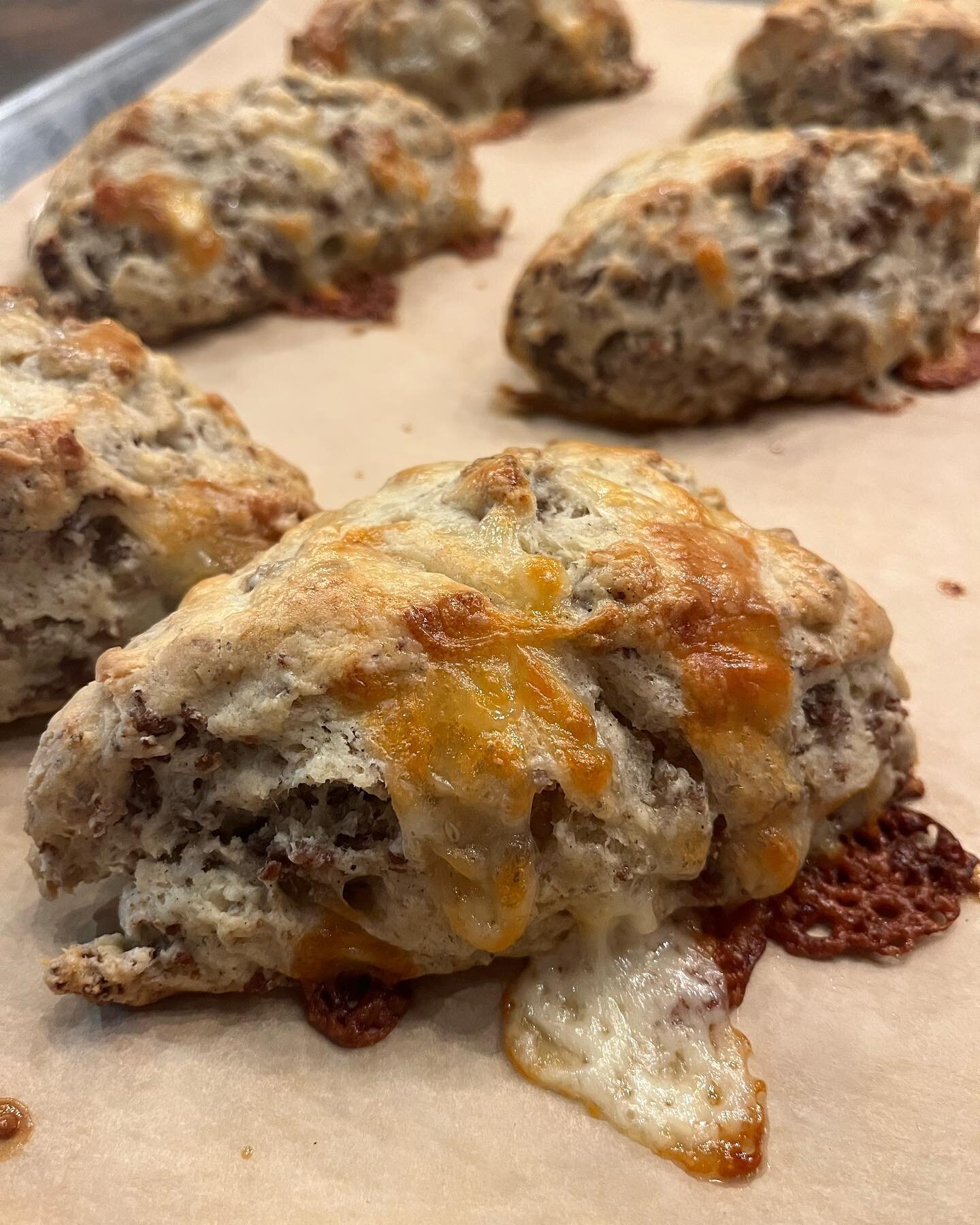 Our signature Sausage Sage &amp; Cheddar Scone reminds us of Sunday morning homemade biscuits and gravy. But this is the next level of breakfast perfection. 

Scones and Gravy 🫶

Try our (made from scratch) Sausage Sage &amp; Cheddar Scone smothered