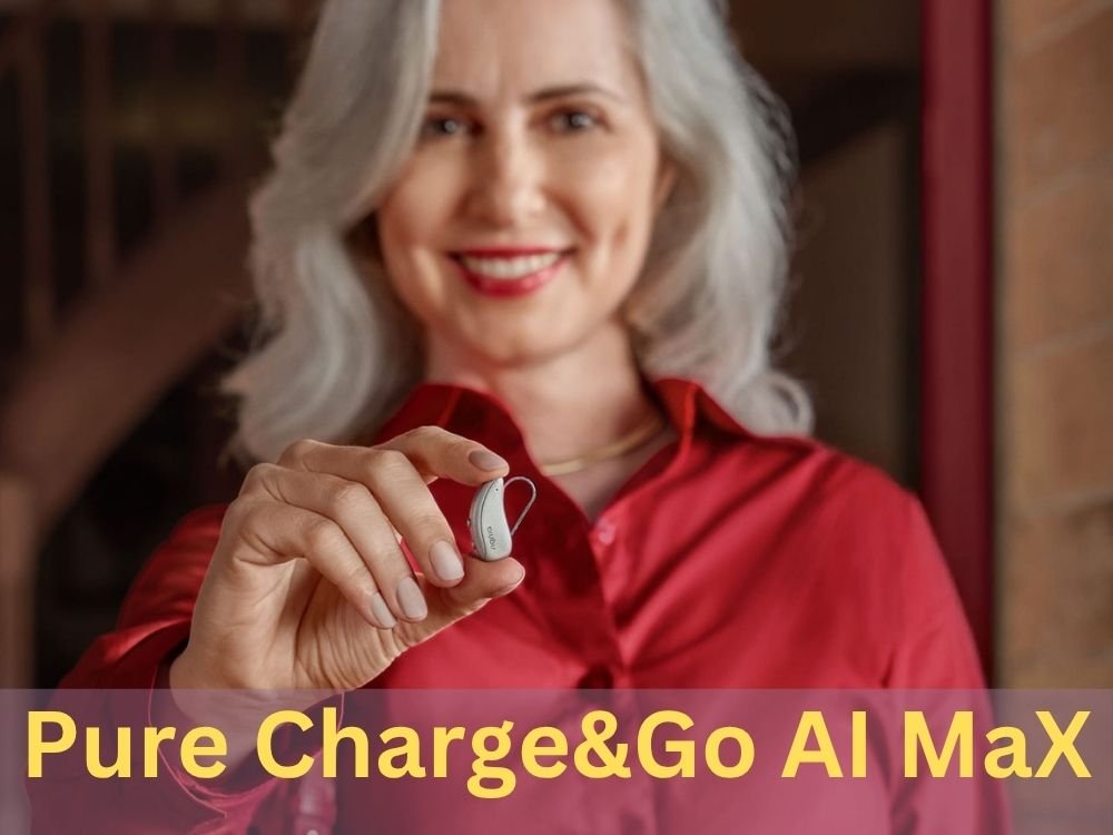 Signia Pure Charge&Go AI MaX shown to the camera