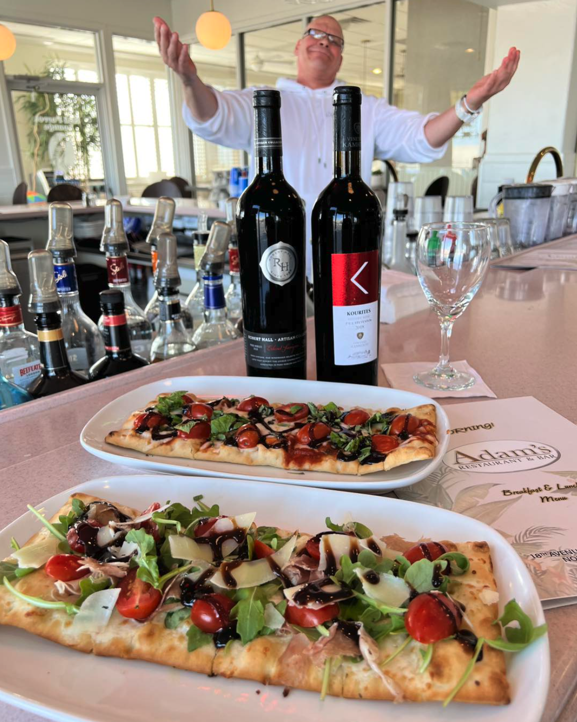 wine and flatbread Adams Restaurant Wildwood NJ Breakfast Lunch Dinner North Wildwood boardwalk catering