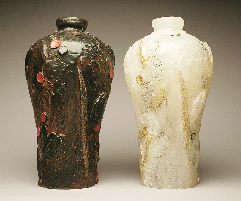 The Differences Between Them|cast bronze with patina & cast resin with gold leaf. 16" x 14" x 7"