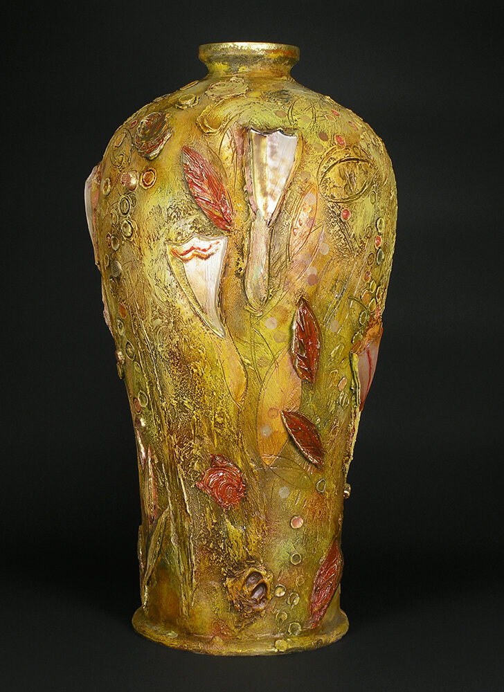 Lights of the Valley|cast bronze, glass inlay & interior illumination. 36" x 20" x 20"
