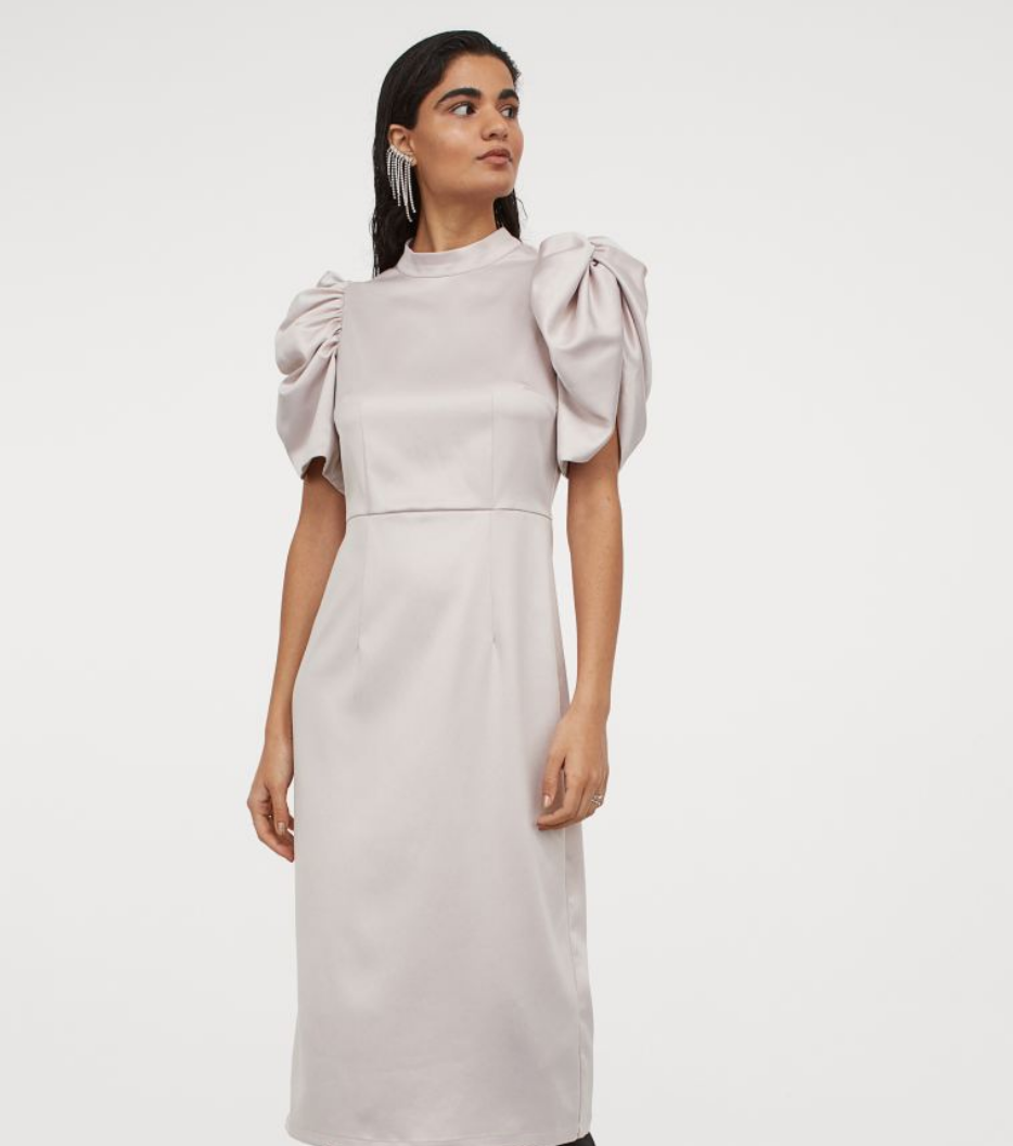 H&amp;M Puff Sleeve Satin Dress