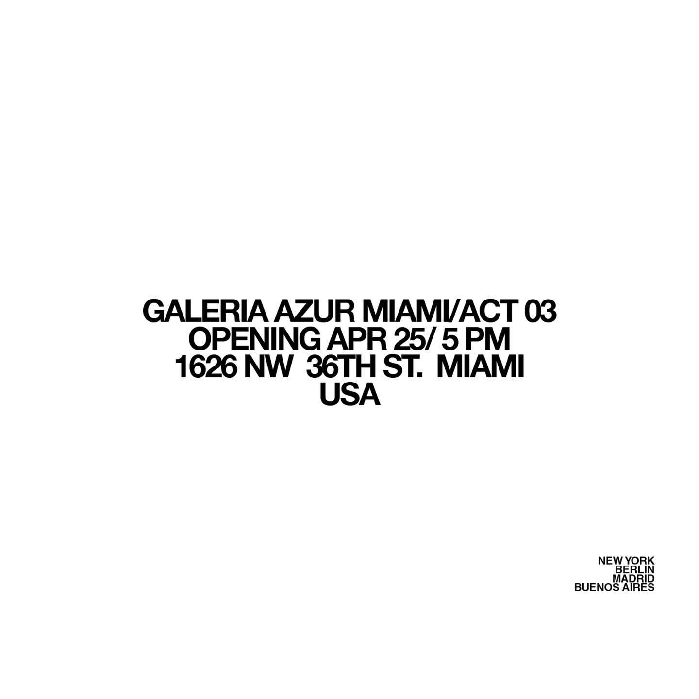 TODAY IS THE DAY!

ACT III' of @galeriaazur.miami / @galeriaazur in Miami, Florida is opening TODAY! The vernissage starts at 5pm, and the exhibition will be open until the 24th of May. If you are in Miami, go check it out to see some of my works amo